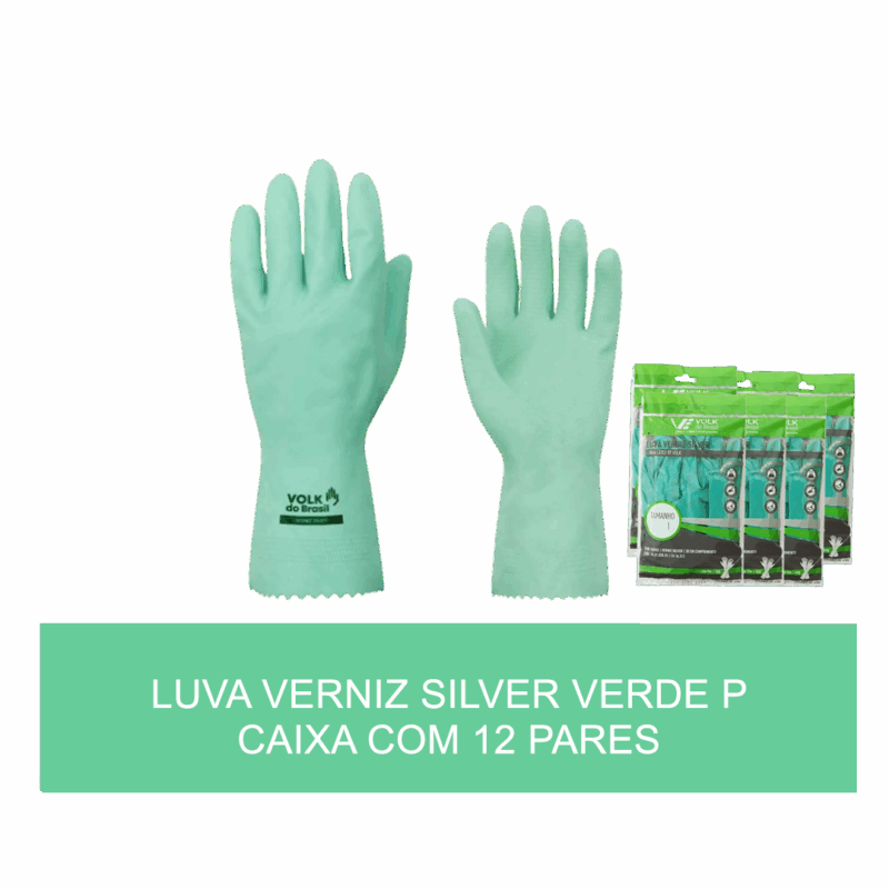 Luva de verniz silver verdel P - com 12 pares - Imagem 2