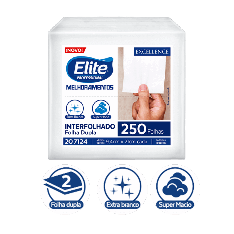 Papel Higiênico Interfolhado Folha Dupla Elite - Pacote Com 250 Folhas - Imagem 2