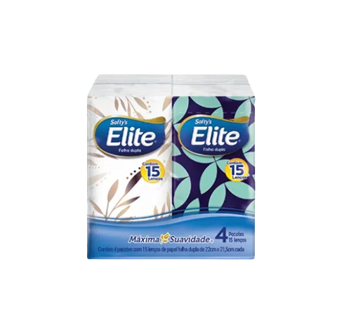 Lenço de papel pocket - sacolinhas com 4 pacotes de 15 folhas cada