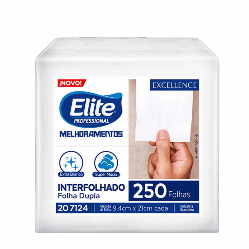 Papel Higiênico Interfolhado Folha Dupla Elite - Pacote Com 250 Folhas