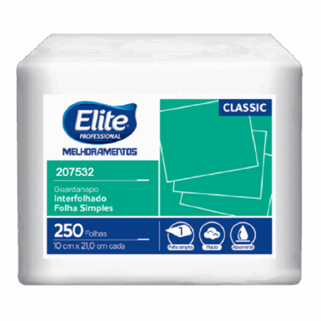 Guardanapo Interfolhado Folha Simples - 10x21cm - 1 Pacote 250 Folhas