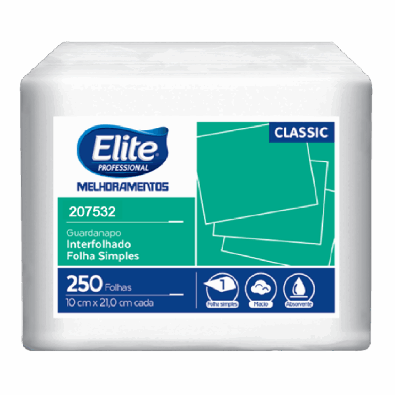 Guardanapo Interfolhado Folha Simples - 10x21cm - 1 Pacote 250 Folhas