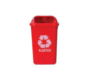Coletor 50L vermelho c/ suporte plastico com adesivo - Bralimpia