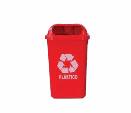 Coletor 50L vermelho c/ suporte plastico com adesivo - Bralimpia