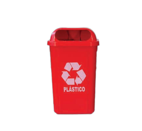Coletor 50L vermelho c/ suporte plastico com adesivo - Bralimpia