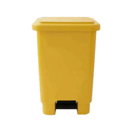 Coletor com pedal com rodas 100L amarelo - Bralimpia
