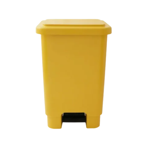 Coletor com pedal com rodas 100L amarelo - Bralimpia