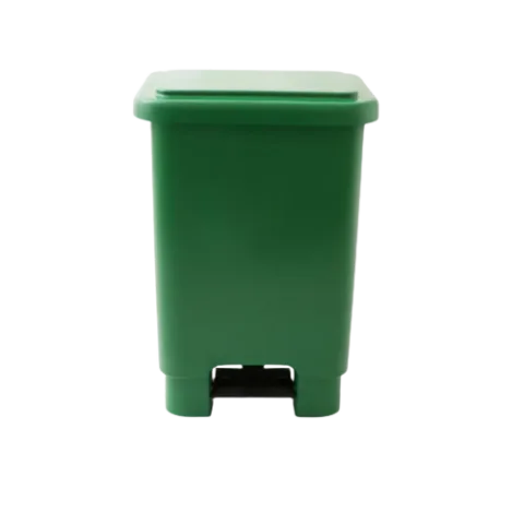 Coletor com pedal com rodas 100L verde - Bralimpia
