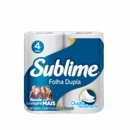 Papel Higiênico Rolo Folha Dupla De 30m Sublime- Pacote Com 4 Rolos