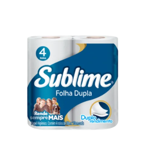 Papel Higiênico Rolo Folha Dupla De 30m Sublime- Pacote Com 4 Rolos