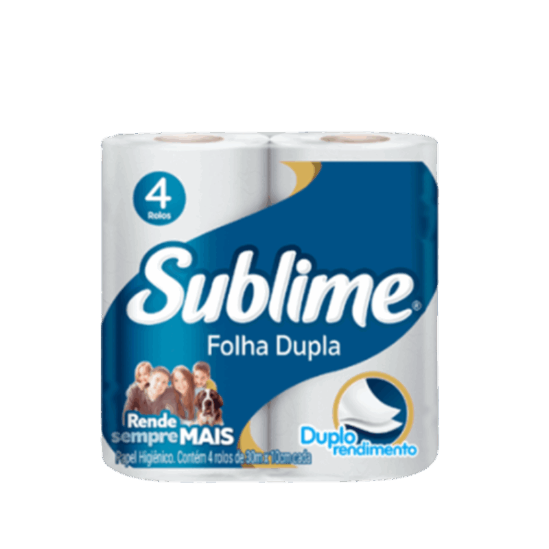 Papel Higiênico Rolo Folha Dupla De 30m Sublime- Pacote Com 4 Rolos