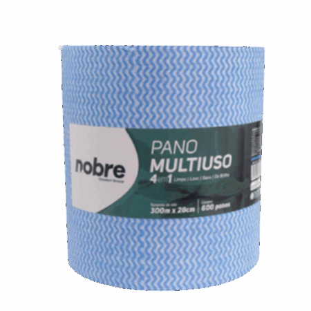 Pano Multiuso Azul Rolo 300 metros Perflex com 600 panos de 28x50cm 35g/m²- NOBRE