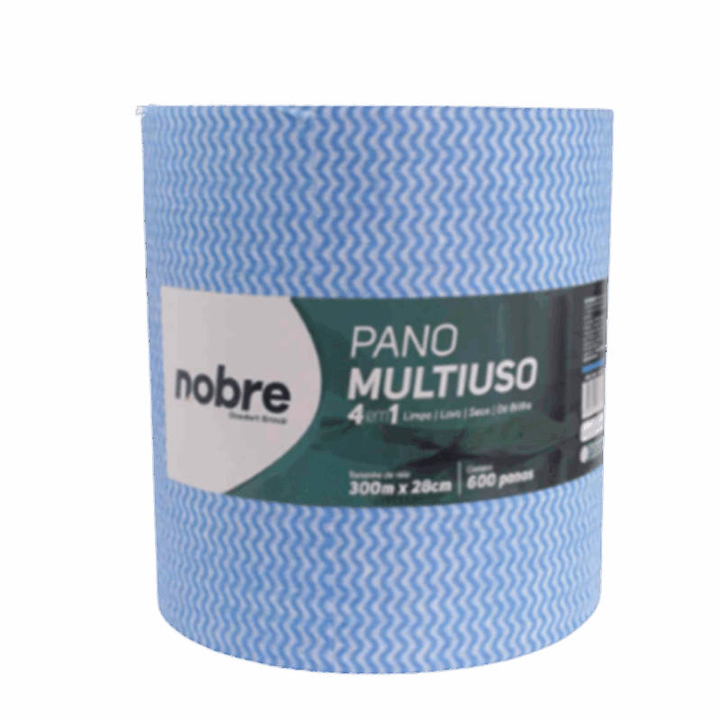 Pano Multiuso Azul Rolo 300 metros Perflex com 600 panos de 28x50cm 35g/m²- NOBRE