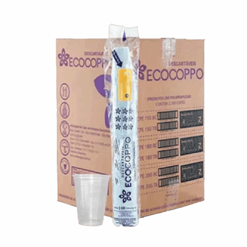 Copo Descartável Transparente - 180ml - c/ 25 pacotes de 100 un