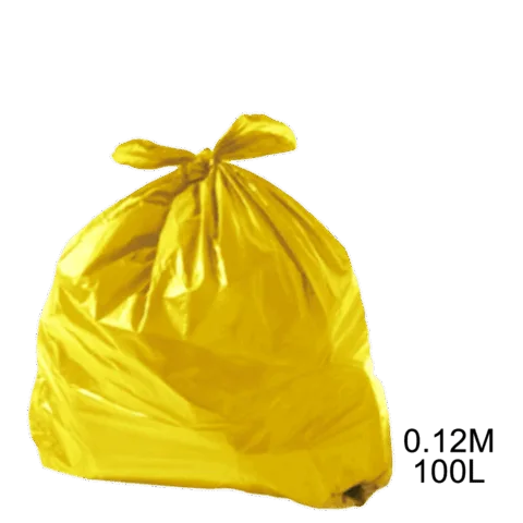 Saco para lixo amarelo 100L 0.12m com 100 unidades