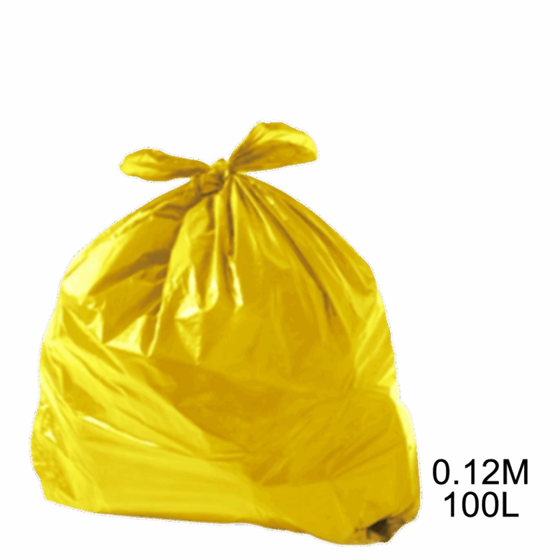 Saco para lixo amarelo 100L 0.12m com 100 unidades