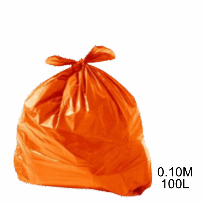 Saco para lixo laranja 100L 0.10m com 100 unidades
