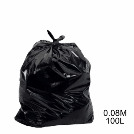 Saco para lixo preto 100L 0.08m com 100 unidades