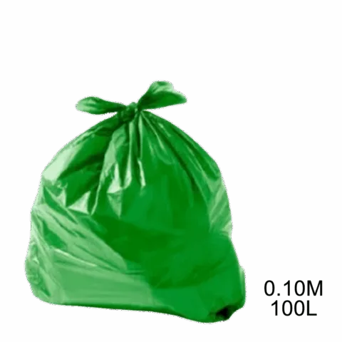 Saco para lixo verde 100L 0.10m com 100 unidades