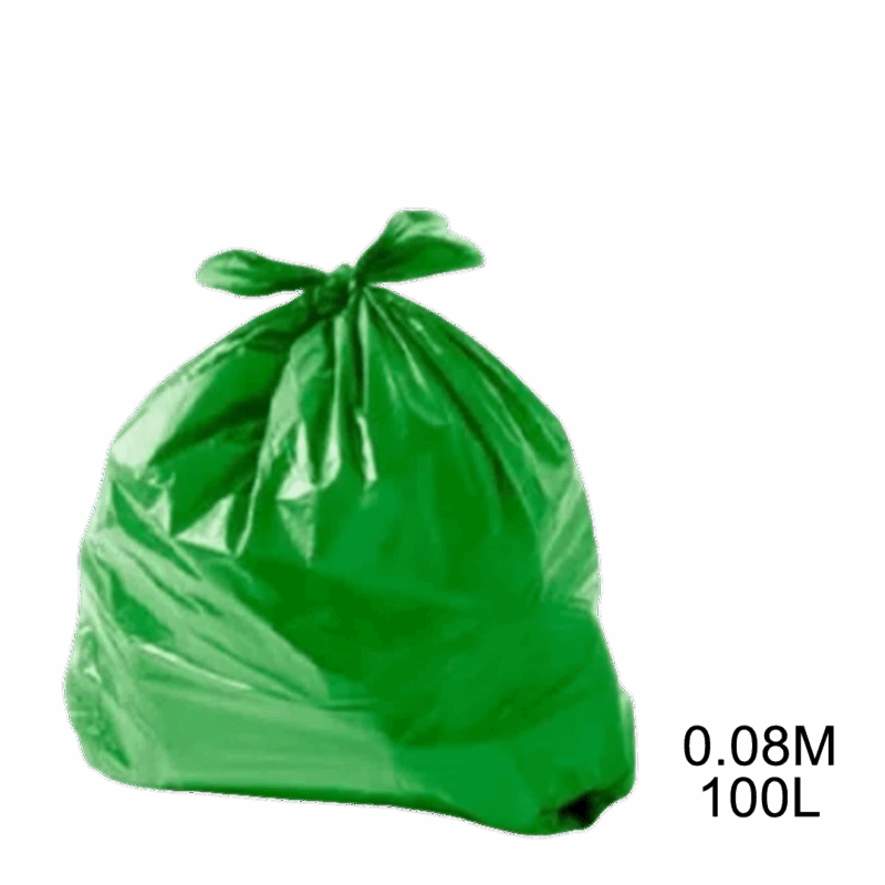 Saco para lixo verde 100L 0.08m com 100 unidades