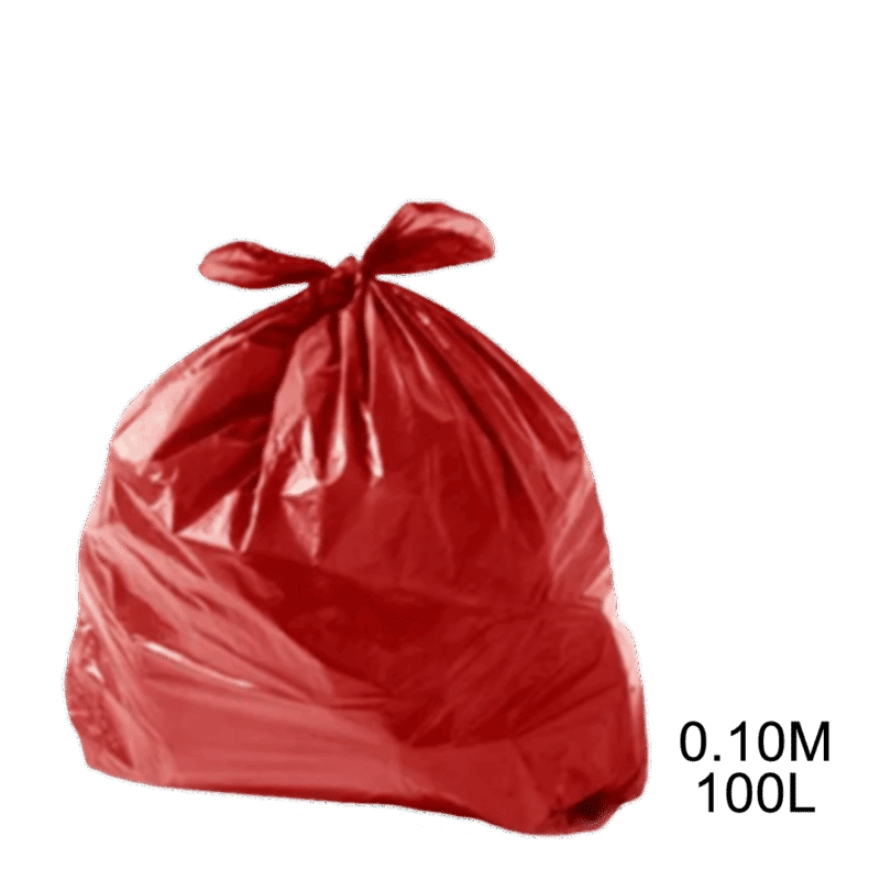Saco para lixo vermelho 100L 0.10m com 100 unidades
