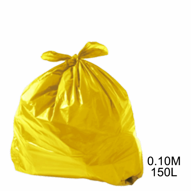Saco para lixo amarelo 150L 0.10m com 100 unidades