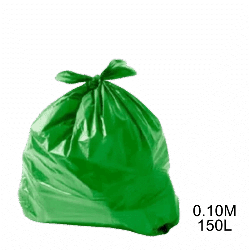 Saco para lixo verde 150L 0.10m com 100 unidades