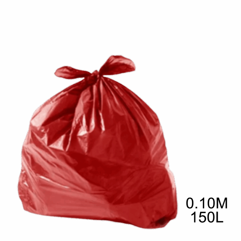Saco para lixo vermelho 150L 0.10m com 100 unidades