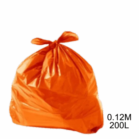 Saco para lixo laranja 200L 0.12m com 100 unidades