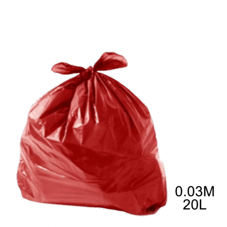 Saco para lixo vermelho 20L 0.3m com 100 unidades