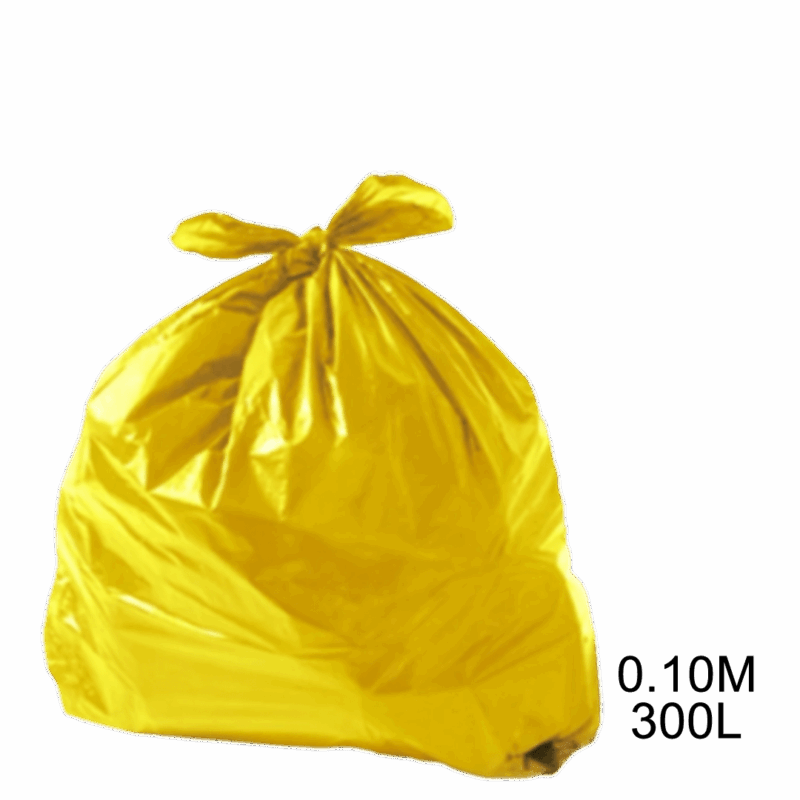 Saco para lixo amarelo 300L 0.10m com 100 unidades