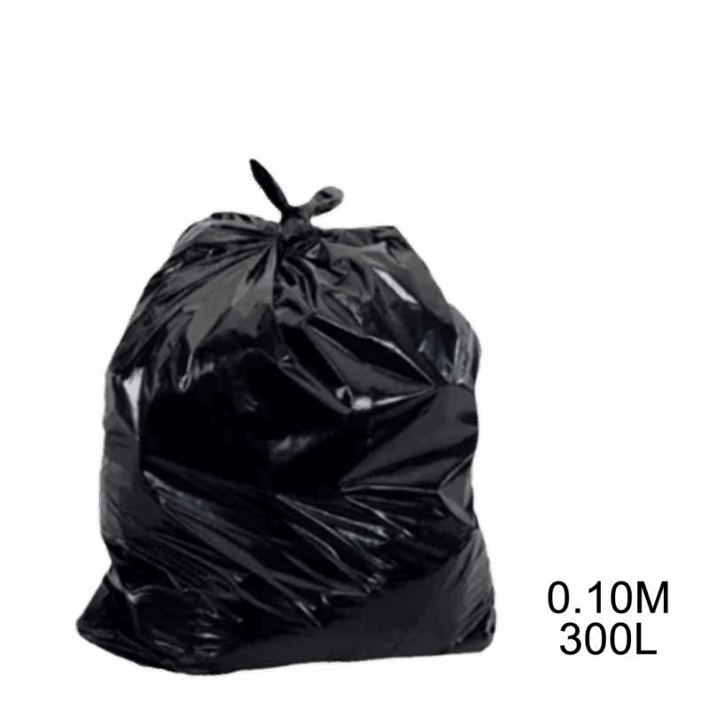 Saco para lixo preto 300L 0.10m com 100 unidades