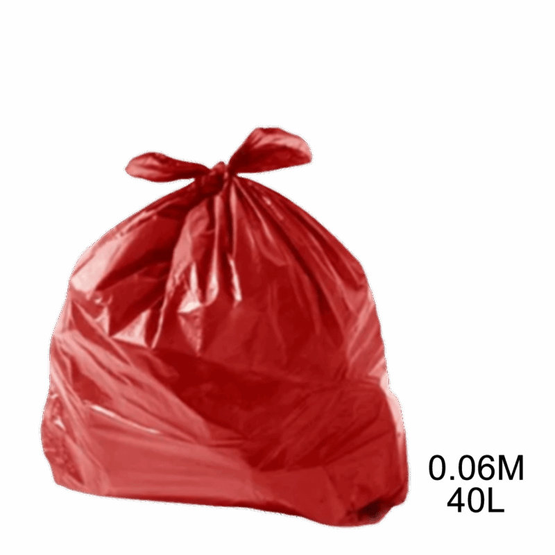 Saco para lixo vermelho 40L 0.06m com 100 unidades