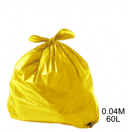 Saco para lixo amarelo 60L 0.04 com 100 unidades