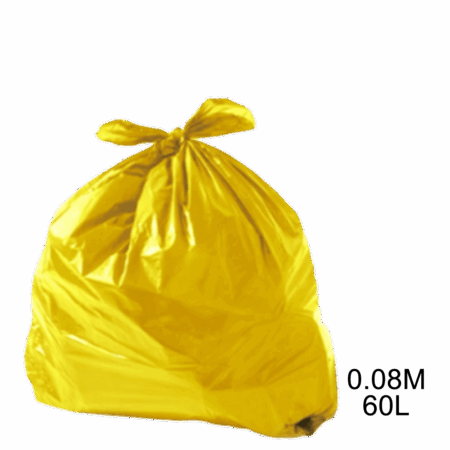 Saco para lixo amarelo 60L 0.08 com 100 unidades