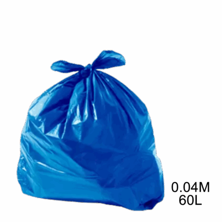 Saco para lixo azul 60L 0.04m com 100 unidades