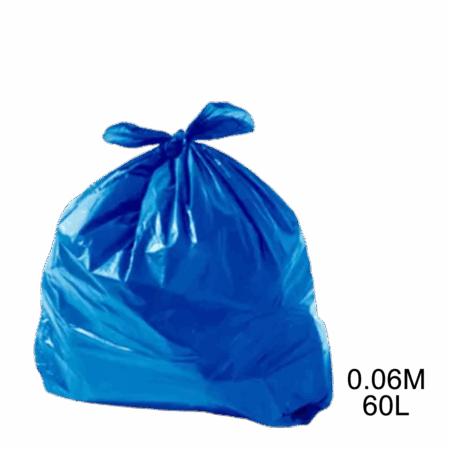 Saco para lixo azul 60L 0.06m com 100 unidades