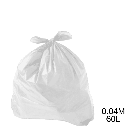 Saco para lixo branco 60L 0.04m com 100 unidades