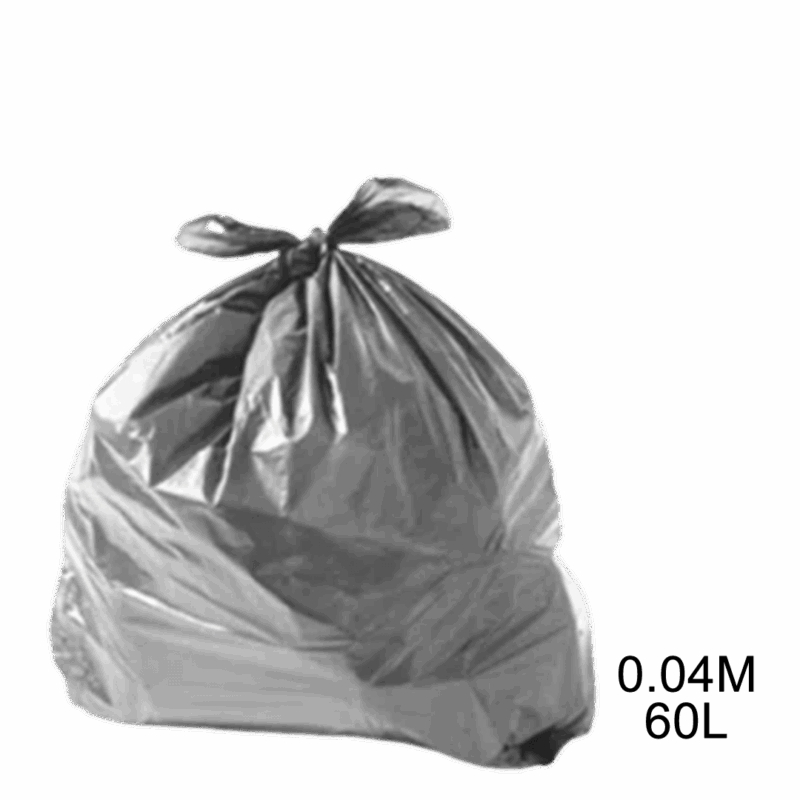 Saco para lixo cinza 60L 0.04m com 100 unidades