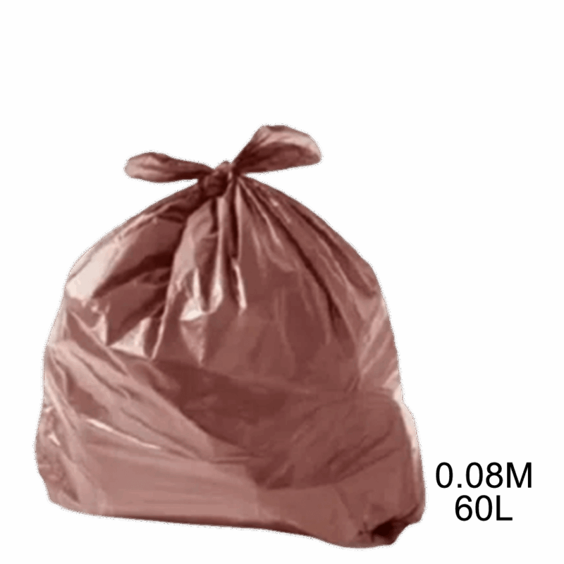 Saco para lixo marrom 60L 0.08 m com 100 unidades
