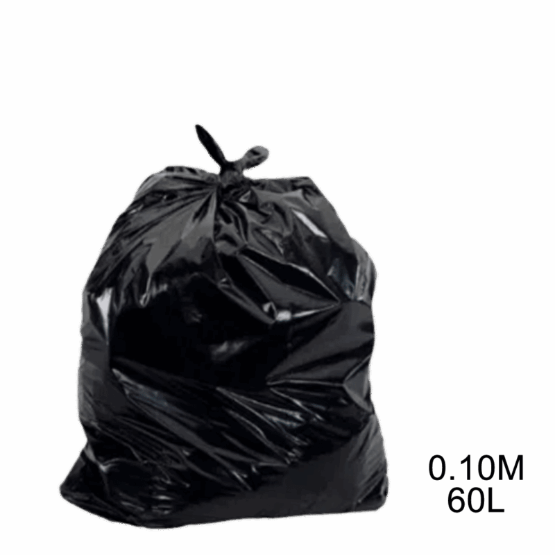 Saco para lixo preto 60L 0.10m com 100 unidades