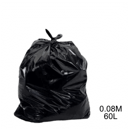 Saco para lixo preto 60L 0.08m com 100 unidades