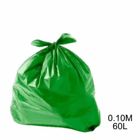 Saco para lixo verde 60L 0.10m com 100 unidades