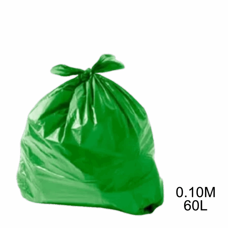 Saco para lixo verde 60L 0.10m com 100 unidades