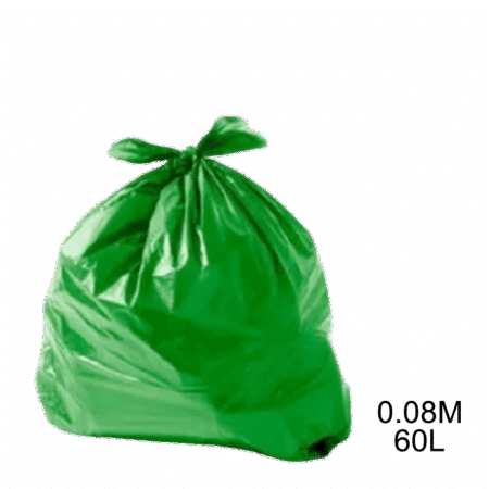 Saco para lixo verde 60L 0.08m com 100 unidades