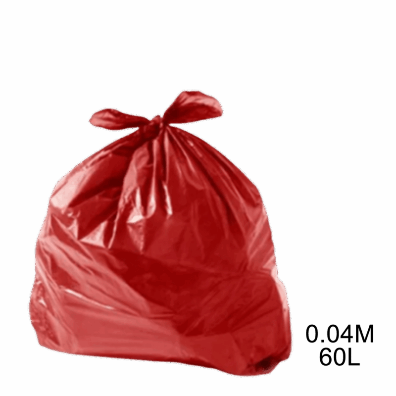 Saco para lixo vermelho 60L 0.04m com 100 unidades