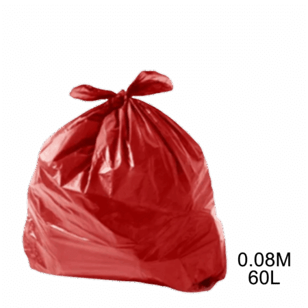 Saco para lixo vermelho 60L 0.08m com 100 unidades