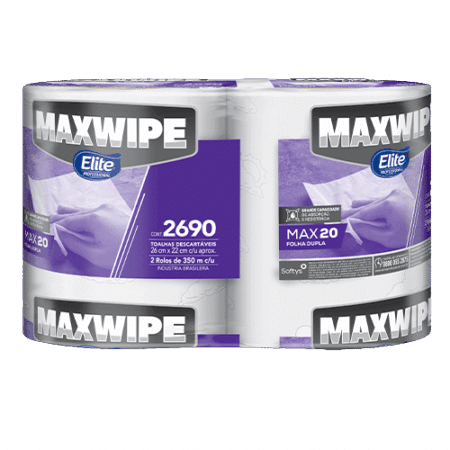 Toalhas Descartavéis Max 20 - Folha Dupla (2 Rolos 350Mts) com Picote - Rende 2.690 Unidades (Multiuso)