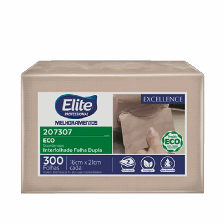 Guardanapo eco interfolhado folha dupla marrom c/ 18 pacotes de 300 folhas - Tamanho da folha: 16x21cm