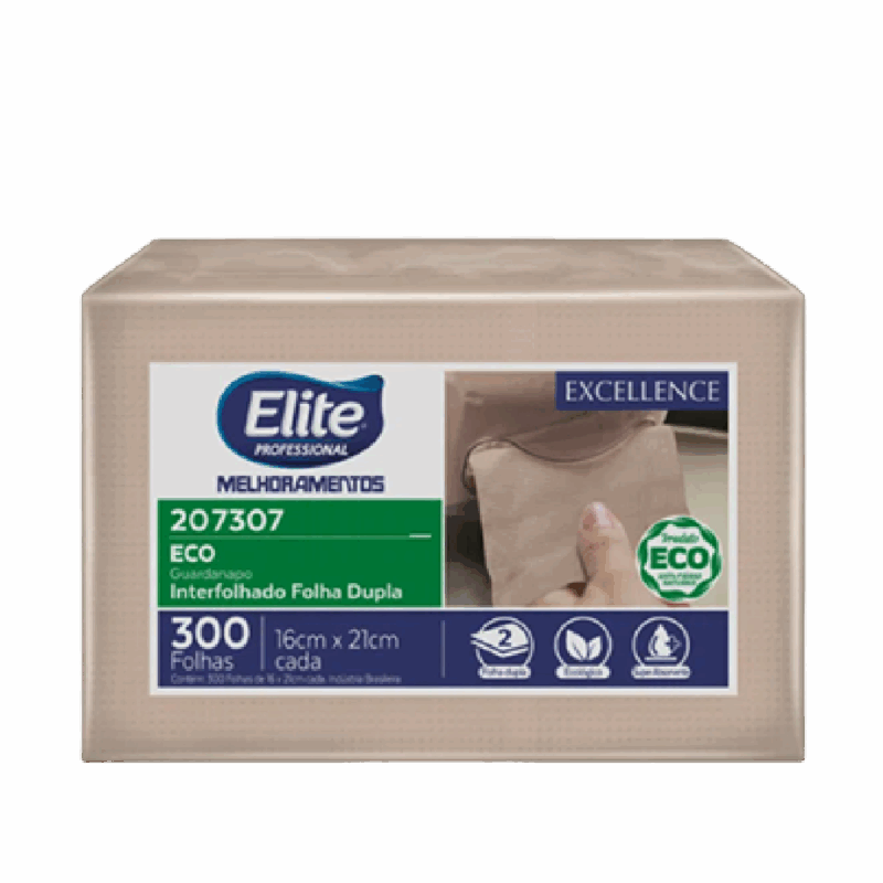 Guardanapo eco interfolhado folha dupla marrom c/ 18 pacotes de 300 folhas - Tamanho da folha: 16x21cm